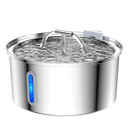 Round Pet Fountain with Dual Spouts and Bar Window