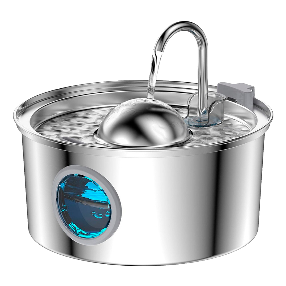 Round Pet Fountain with Faucet Spout and Hemisphere Top