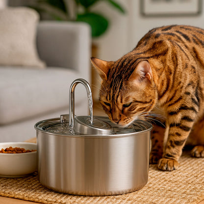 Round Pet Fountain with Faucet Spout and Slope Top