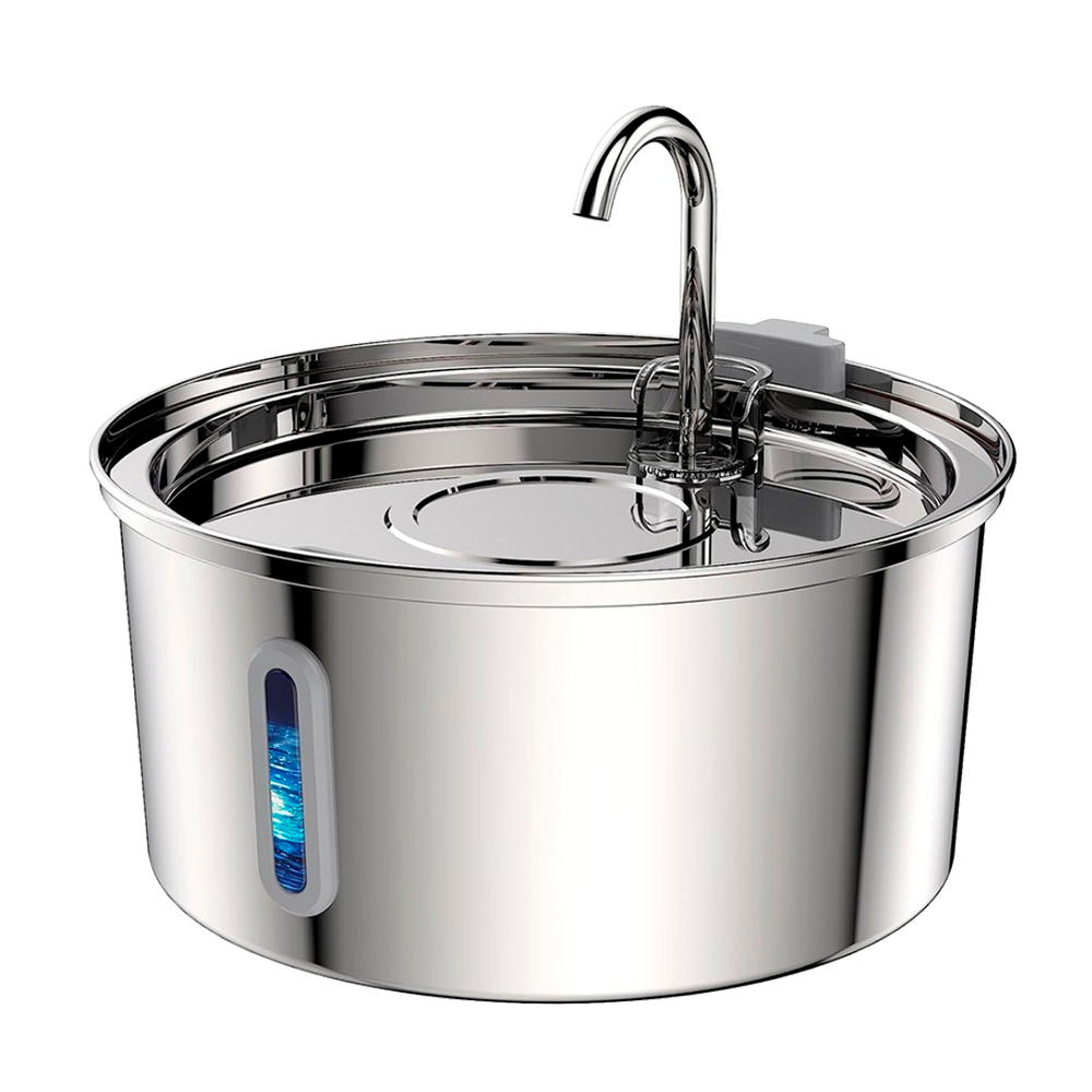 Round Pet Fountain with Faucet Spout and Bar Window