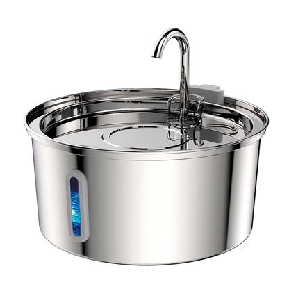 Round Pet Fountain with Faucet Spout and Bar Window