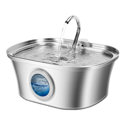 Curved Runway Pet Fountain with Gooseneck Spout and Round Window