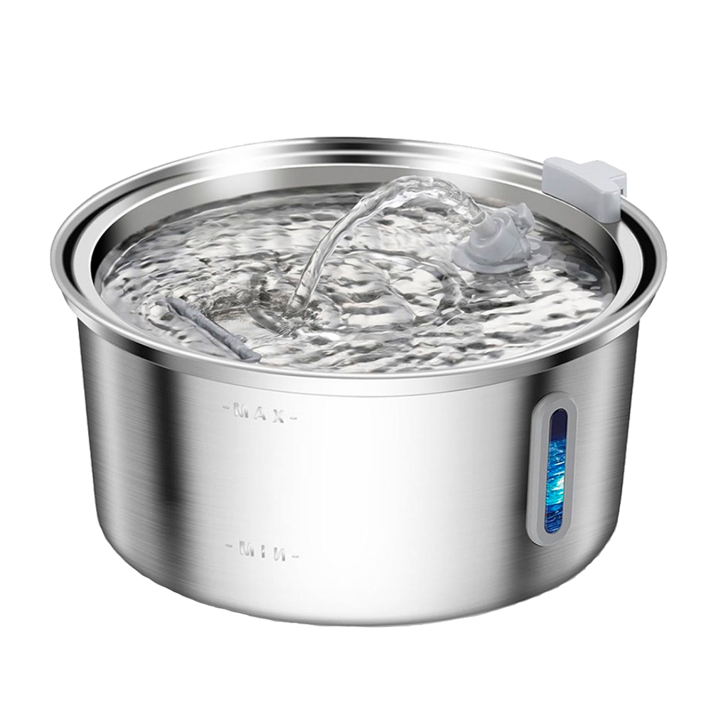 Round Pet Fountain with Arc Spout and Bar Window