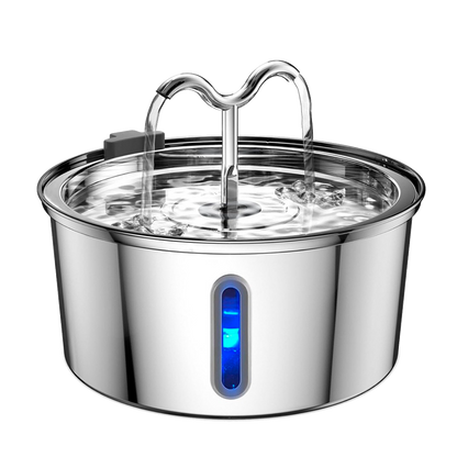 Round Pet Fountain with Bullhorn Spouts and Bar Window