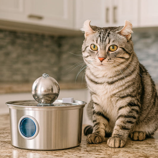 Round Pet Fountain with Sphere Spout and Round Window