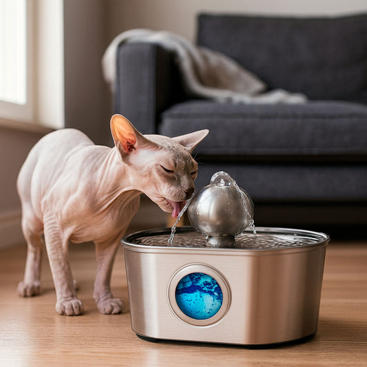 Runway Pet Fountain with Sphere Spout and Round Window