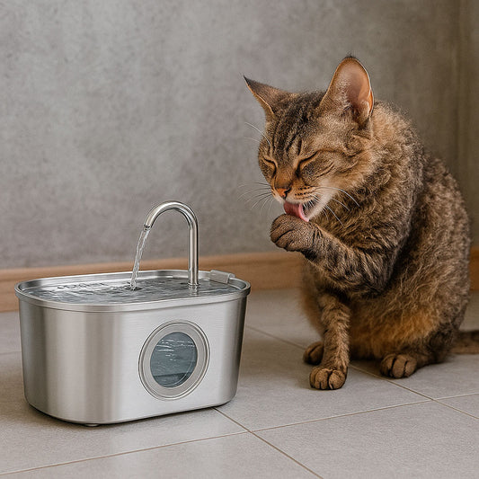 Runway Pet Fountain with Faucet Spout and Round Window