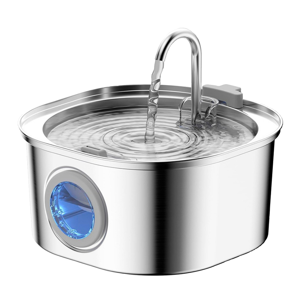 Square Pet Fountain with Faucet Spout and Round Window