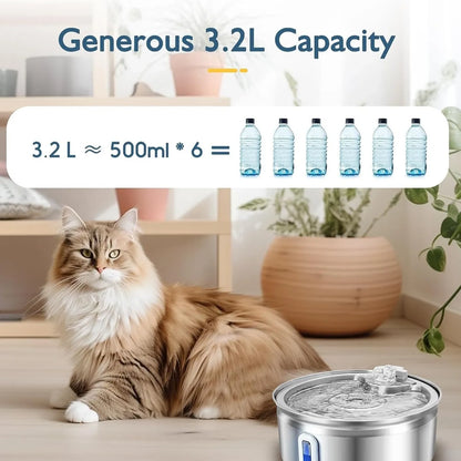 Round Pet Fountain with Faucet Spout and Bar Window