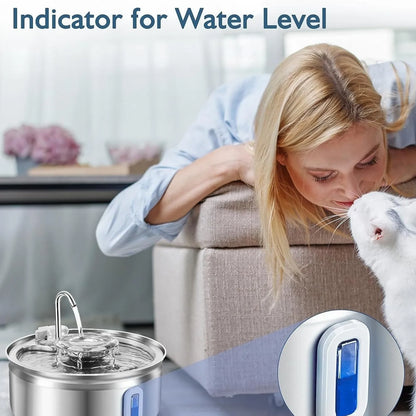 Round Pet Fountain with Faucet Spout and Bar Window